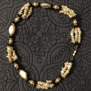 Freshwater Pearl and Black Agate Necklace